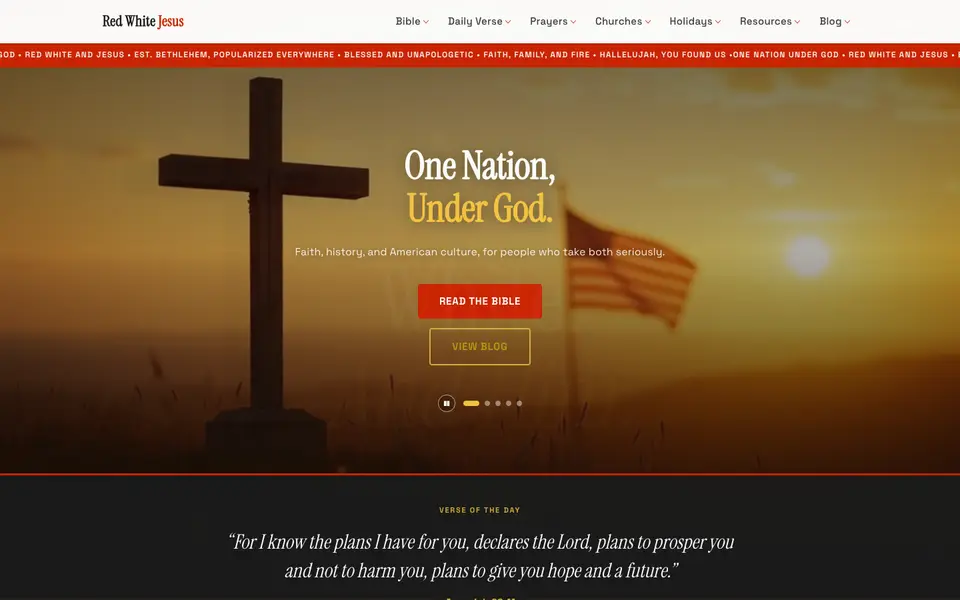 RedWhiteJesus.com homepage